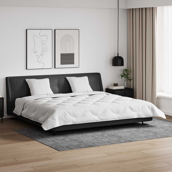 vidaXL Couette avec Oreillers 3 pcs Blanc Microfibre et Plumes D'oie