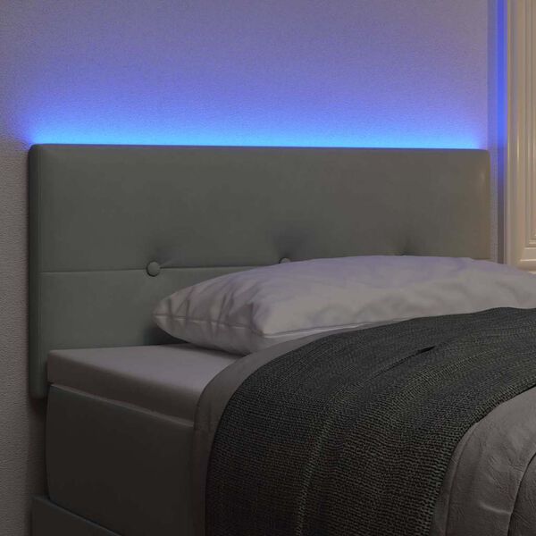 vidaXL T&ecirc;te de lit LED avec t&ecirc;te de lit Gris clair 100 cm Polyester