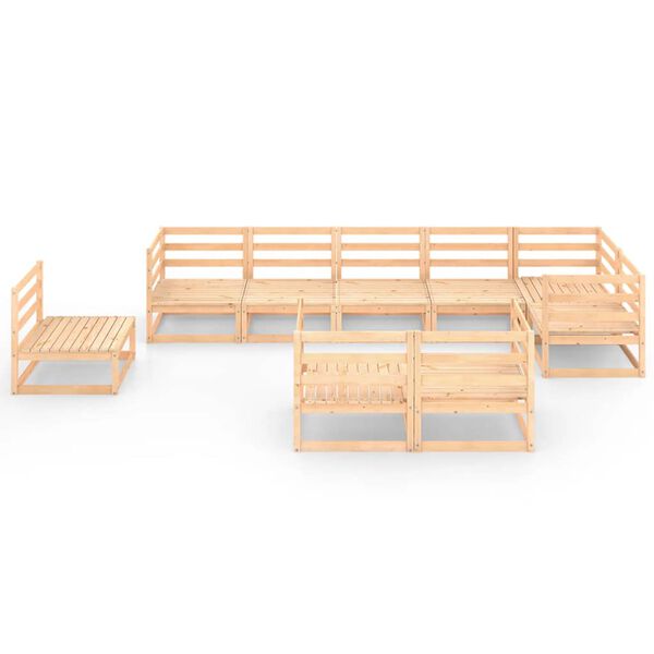 vidaXL Salon de jardin 9 pcs Bois de pin massif