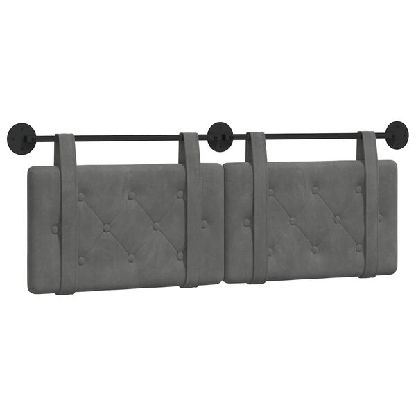 vidaXL T&ecirc;te de lit suspendue Gris fonc&eacute; 130 x 55 x 5 cm Velours