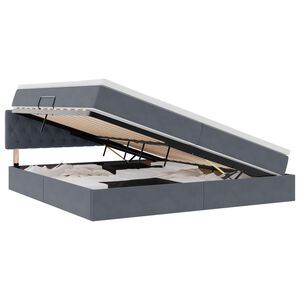 vidaXL Lit de rangement LED avec matelas Gris fonc&eacute; 200 x 200 cm