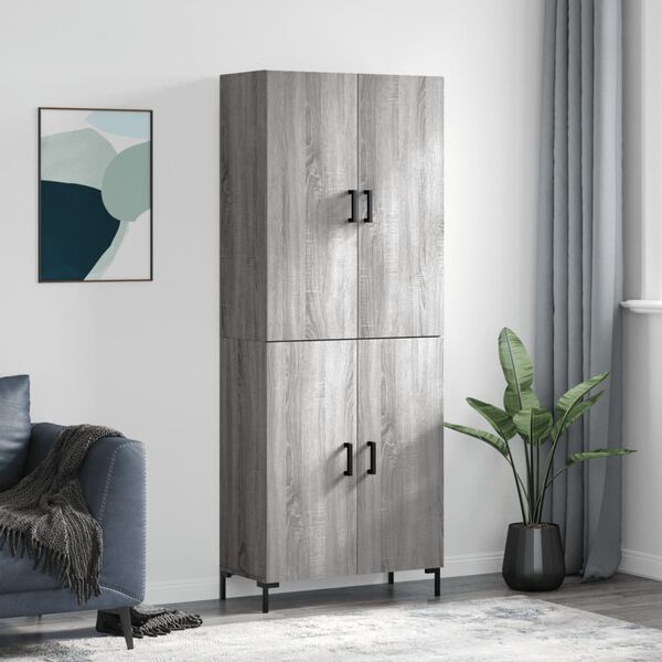 vidaXL Buffet haut Sonoma gris 69,5x34x180 cm Bois d'ing&eacute;nierie