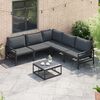 vidaXL Ensemble de canap&eacute; de jardin avec coussin 6 pcs Noir Acier