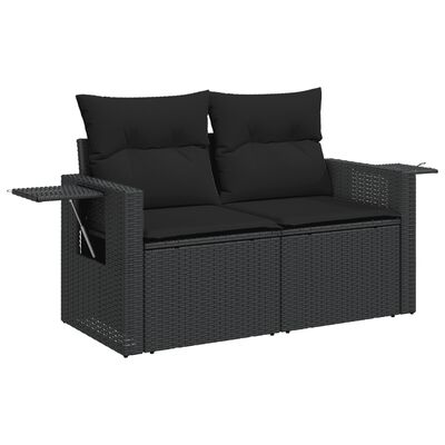 vidaXL Salon de jardin avec coussins 14 pcs noir résine tressée