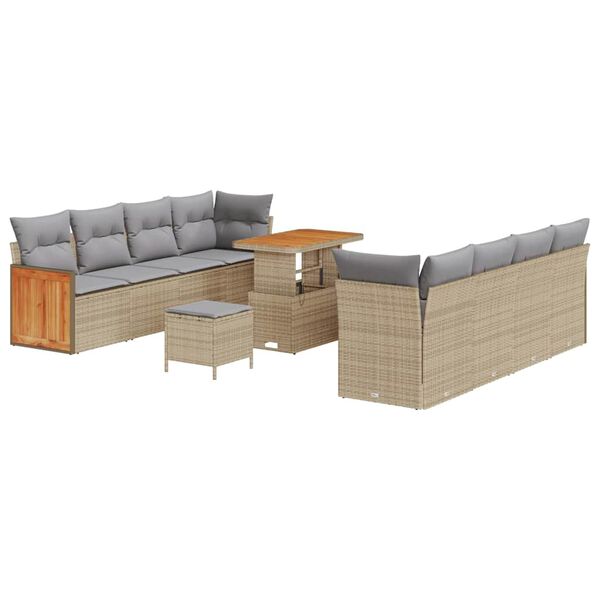 vidaXL Ensemble de canap&eacute; de jardin 11 pcs beige et gris clair