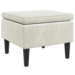 vidaXL Tabouret avec pieds en bois Velours cr&egrave;me