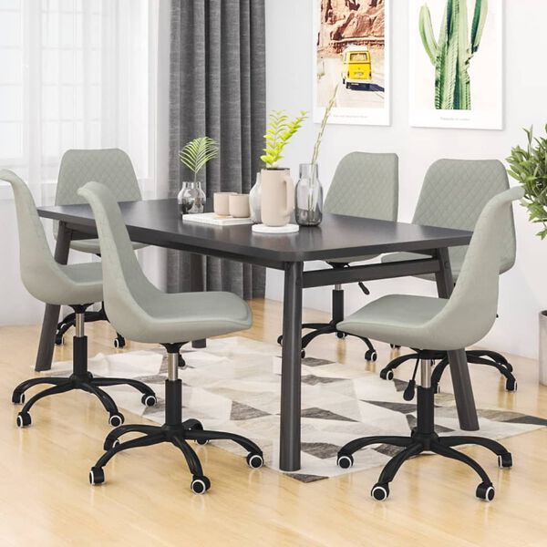 vidaXL Chaises pivotantes &agrave; manger lot de 6 Gris clair Tissu