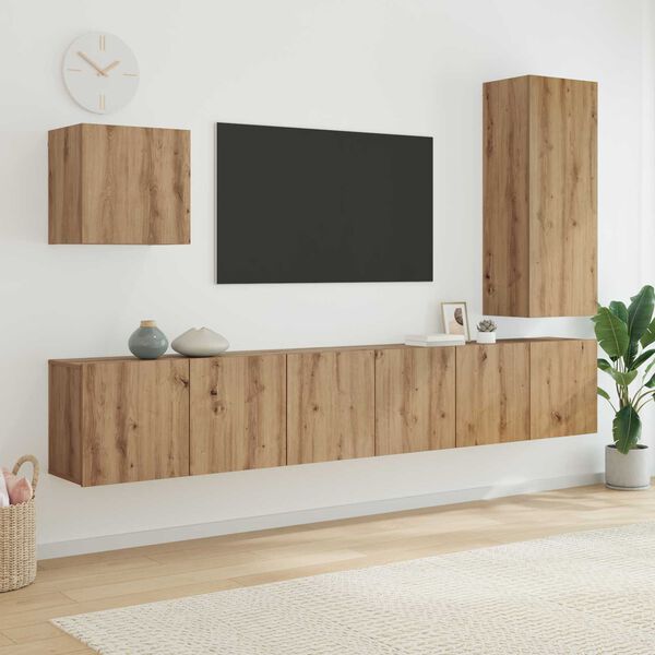 vidaXL Unit&eacute; murale de TV 5 pcs Ch&ecirc;ne artisanal Bois d'ing&eacute;nierie