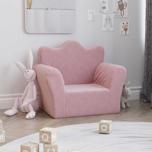 vidaXL Canap&eacute; pour enfants Rose Peluche douce