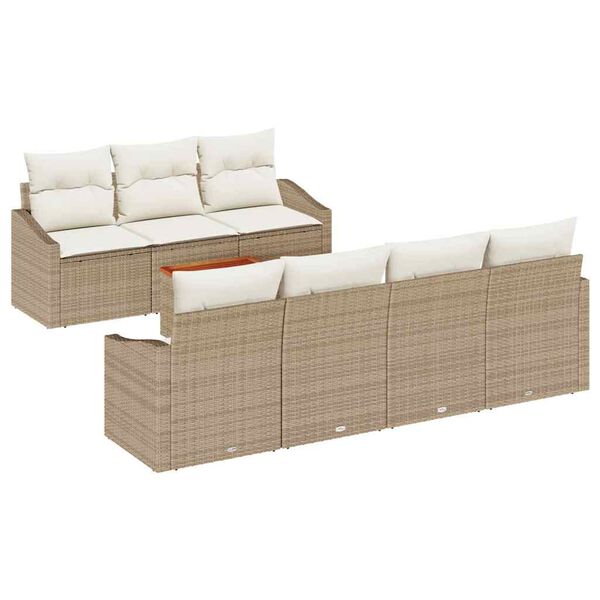 vidaXL Ensemble de canap&eacute; de jardin 8 pcs Beige et cr&egrave;me polyrotin