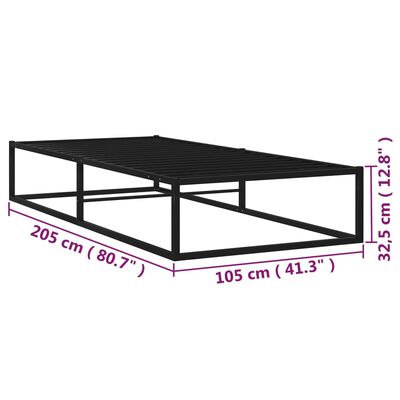 vidaXL Cadre de lit sans matelas noir métal 100x200 cm