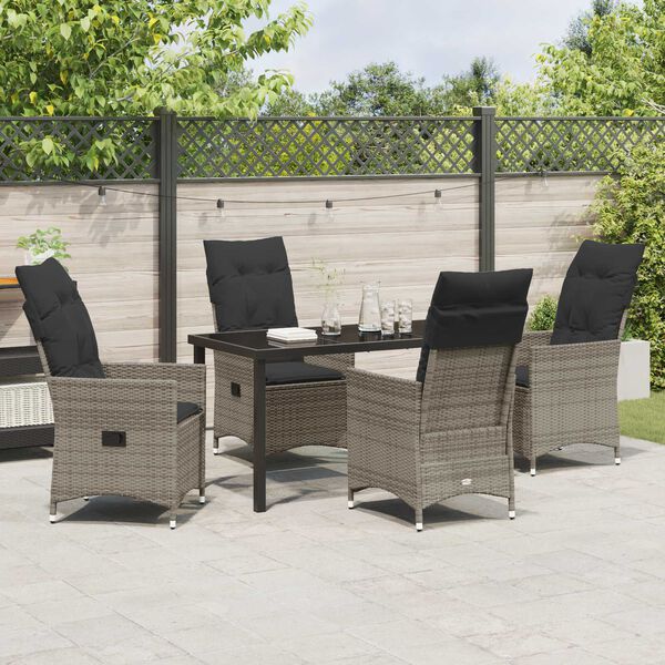 vidaXL Ensemble de salle &agrave; manger pour jardin 5 pcs Gris polyrotin