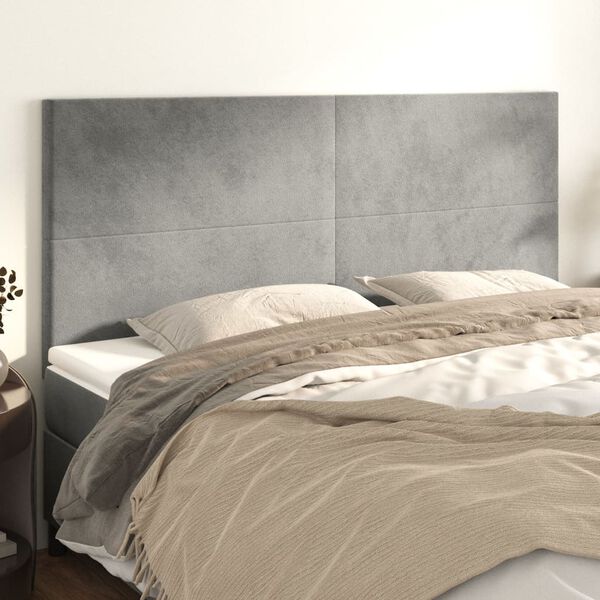 vidaXL T&ecirc;te de lit Gris clair 200x5x118/128 cm Velours