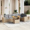 vidaXL Salon de jardin avec coussins 7 pcs beige r&eacute;sine tress&eacute;e