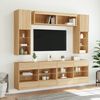 vidaXL Ensemble de meubles TV muraux 6pcs et lumi&egrave;res LED ch&ecirc;ne sonoma
