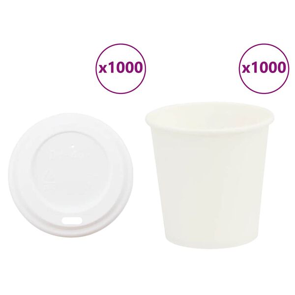 vidaXL Tasses &agrave; caf&eacute; en papier avec couvercles 1000 pcs 4oz 100ml