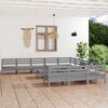 vidaXL Salon de jardin 12 pcs Gris Bois de pin massif