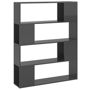 vidaXL Biblioth&egrave;que/S&eacute;parateur de pi&egrave;ce Gris brillant 100x24x124 cm