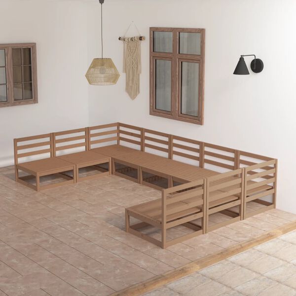 vidaXL Salon de jardin 9 pcs bois de pin massif