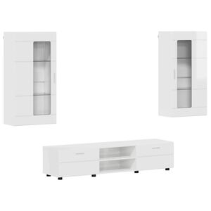 vidaXL Ensemble meuble TV FLORIN 3 pc Blanc brillant Bois d'ing&eacute;nierie