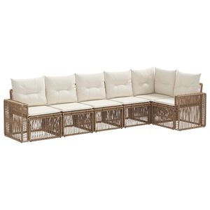 vidaXL Ensemble de canap&eacute; de jardin 6 pc Beige et blanc cr&egrave;me