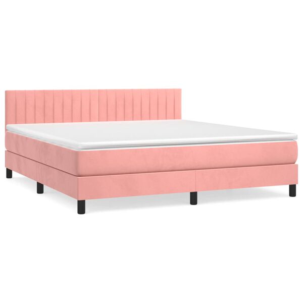 vidaXL Sommier &agrave; lattes de lit avec matelas Rose 160x200 cm Velours