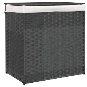 vidaXL Panier &agrave; linge avec 2 sections gris 53x35x57 cm r&eacute;sine tress&eacute;e