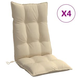 vidaXL Coussins de chaise &agrave; dossier haut lot de 4 beige tissu oxford