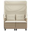 vidaXL Canap&eacute; de jardin 2 places avec auvent et tabourets beige rotin