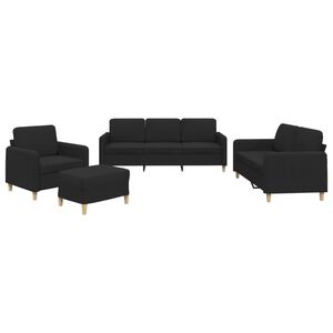 vidaXL Ensemble de canap&eacute;s 4 pcs avec coussins Noir Tissu