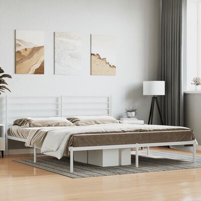 vidaXL Cadre de lit métal sans matelas et tête de lit blanc 183x213 cm