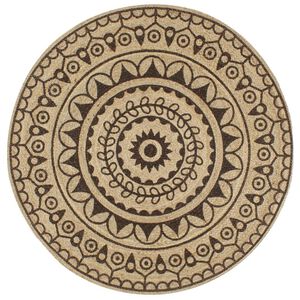 vidaXL Tapis fait &agrave; la main Jute avec imprim&eacute; marron fonc&eacute; 120 cm