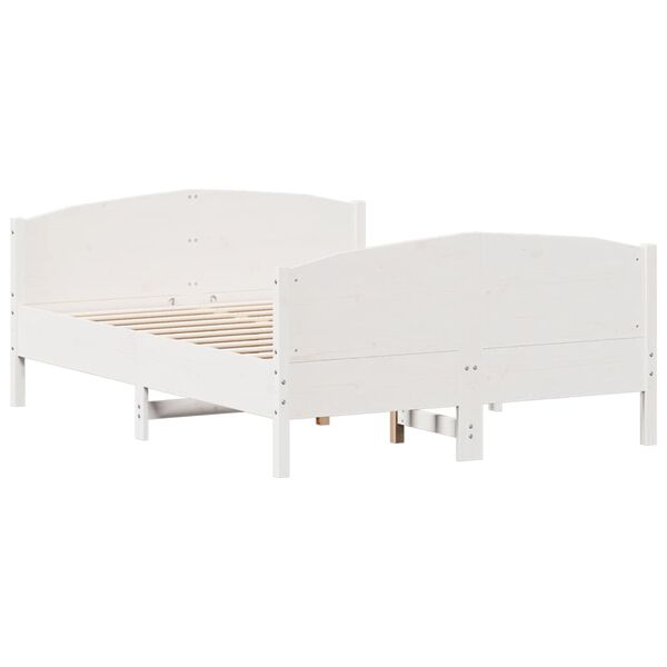 vidaXL Cadre de lit sans matelas blanc 135x190 cm bois de pin massif