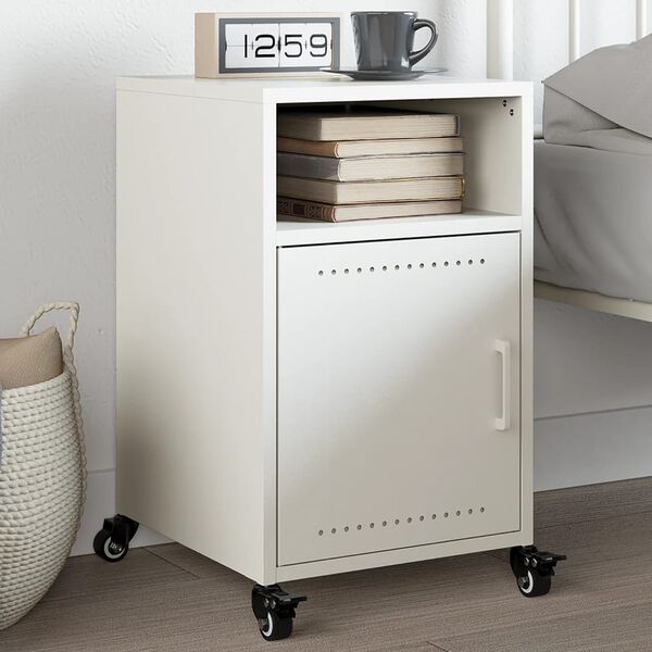 vidaXL Table de chevet blanc 36x39x59 cm acier