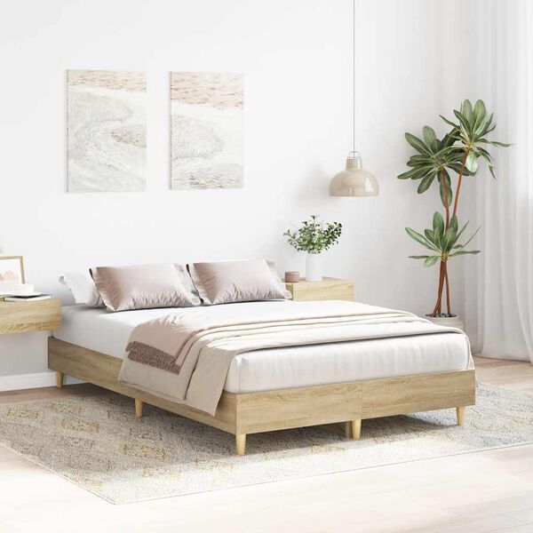 vidaXL Cadre de lit sans matelas ch&ecirc;ne sonoma 140x190 cm