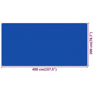 vidaXL Tapis de tente 200x400 cm Bleu PEHD