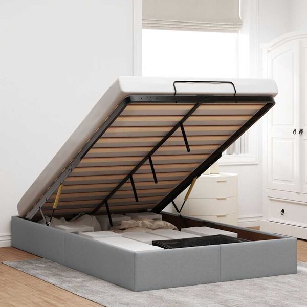 vidaXL Cadre de lit ottoman sans matelas gris clair 120x200 cm tissu