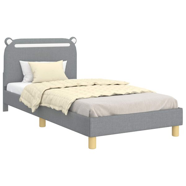 vidaXL Cadre de lit pour enfants avec t&ecirc;te de lit Gris clair tissu