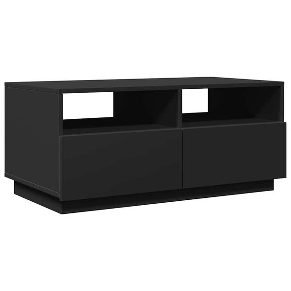 vidaXL Table basse avec lumières LED noir 90x49x40 cm