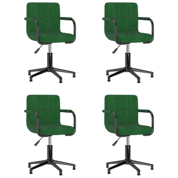vidaXL Chaises pivotantes &agrave; manger lot de 4 vert fonc&eacute; velours