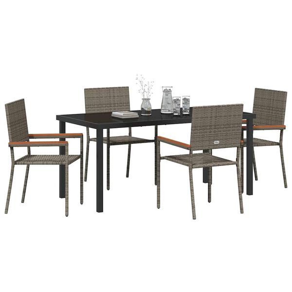 vidaXL Ensemble de salle &agrave; manger pour jardin 5 pcs Gris polyrotin
