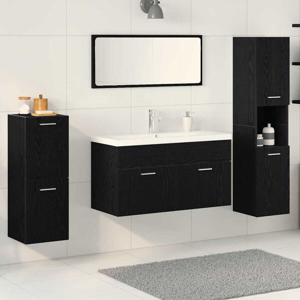 vidaXL Ensemble de mobilier de salle de bain 5 pcs Ch&ecirc;ne noir