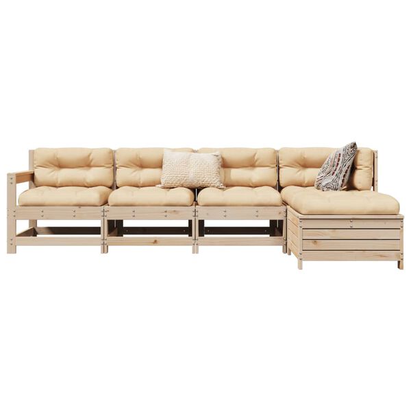 vidaXL Salon de jardin 5 pcs bois de pin massif