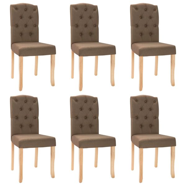 vidaXL Chaises &agrave; manger lot de 6 marron tissu