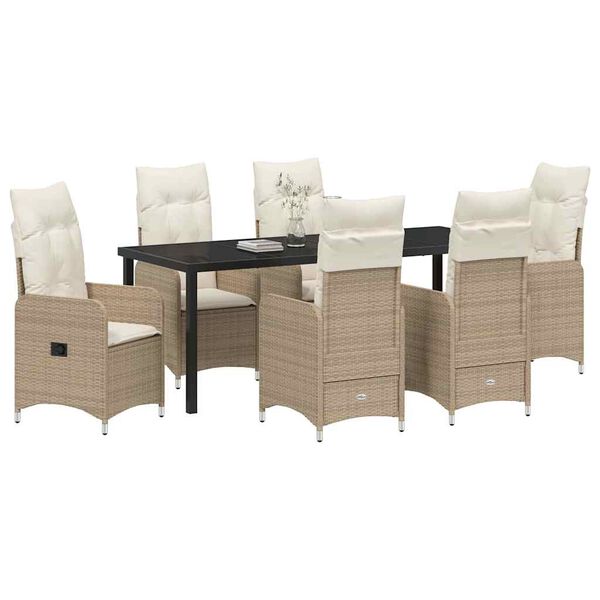 vidaXL Ensemble de salle &agrave; manger pour jardin 7 pcs Beige polyrotin