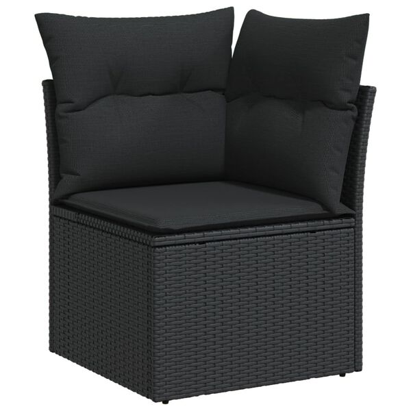 vidaXL Salon de jardin 7 pcs avec coussins noir r&eacute;sine tress&eacute;e