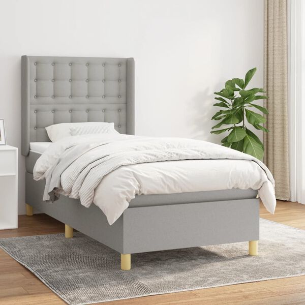 vidaXL Sommier &agrave; lattes de lit avec matelas Gris clair 80x200 cm Tissu