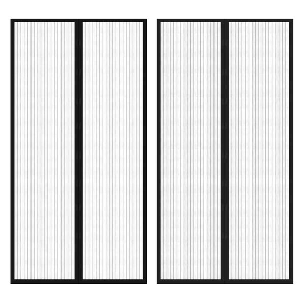 vidaXL Rideau de porte contre insectes 210x100cm 2 pcs magnétique noir