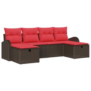 vidaXL Ensemble de Canap&eacute;s 6 pcs Marron et rouge polyrotin