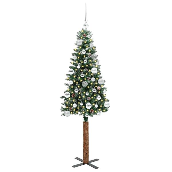 vidaXL Sapin de Noël mince avec 150 LED Vert et blanc 150 cm